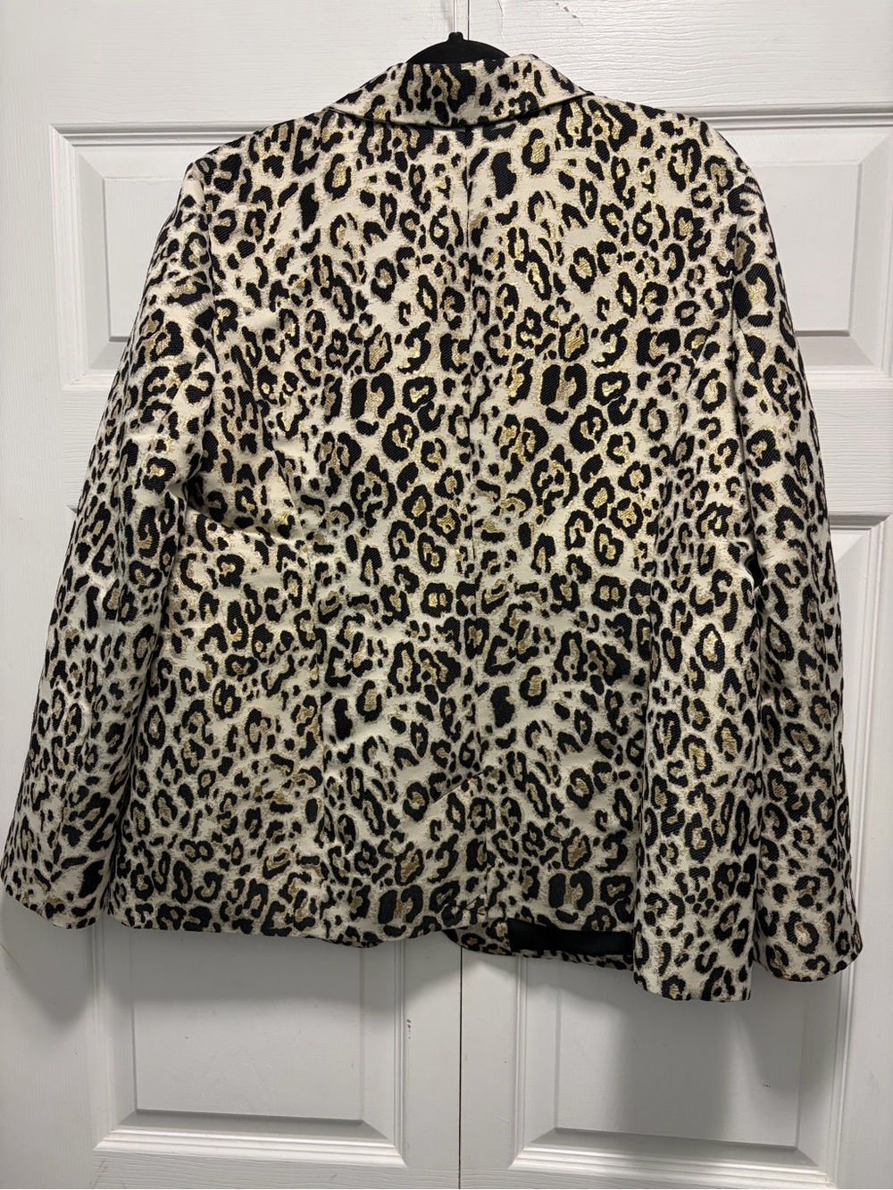 Chico's Leopard Print Blazer Jacket Cream Black Gold Metallic 2 Large - Picture 3 of 12